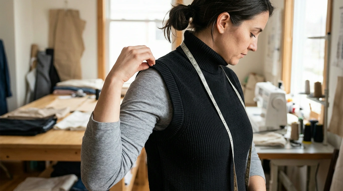 Perfect Fit: Sleeveless Turtleneck Jacket Shoulders & Chest